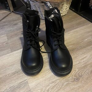 Black Leather Lace-Up Boots